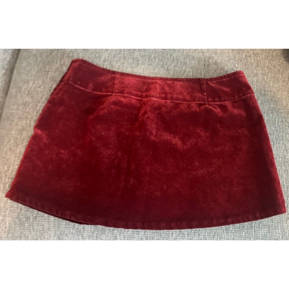 Madden NYC Burgundy Pleated Velvet Micro Mini Skort WhimsyGoth Vampire-Core Sz M